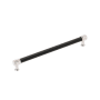 Signature Hardware Lazzara 10-1/16 Inch Center to Center Black Leather Bar Cabinet Pull Polished Nickel