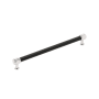 Signature Hardware Lazzara 10-1/16 Inch Center to Center Black Leather Bar Cabinet Pull Polished Chrome