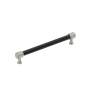 Signature Hardware Lazzara 7-9/16 Inch Center to Center Black Leather Bar Cabinet Pull Satin Nickel