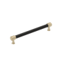 Signature Hardware Lazzara 7-9/16 Inch Center to Center Black Leather Bar Cabinet Pull Golden Champagne