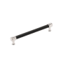 Signature Hardware Lazzara 7-9/16 Inch Center to Center Black Leather Bar Cabinet Pull Polished Nickel
