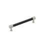 Signature Hardware Lazzara 6-5/16 Inch Center to Center Black Leather Bar Cabinet Pull Satin Nickel
