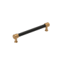Signature Hardware Lazzara 6-5/16 Inch Center to Center Black Leather Bar Cabinet Pull Brushed Gold