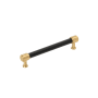 Signature Hardware Lazzara 6-5/16 Inch Center to Center Black Leather Bar Cabinet Pull Champagne Bronze