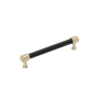 Signature Hardware Lazzara 6-5/16 Inch Center to Center Black Leather Bar Cabinet Pull Golden Champagne