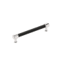 Signature Hardware Lazzara 6-5/16 Inch Center to Center Black Leather Bar Cabinet Pull Polished Chrome
