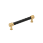 Signature Hardware Lazzara 5-1/16 Inch Center to Center Black Leather Bar Cabinet Pull Champagne Bronze