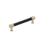 Signature Hardware Lazzara 5-1/16 Inch Center to Center Black Leather Bar Cabinet Pull Golden Champagne