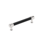 Signature Hardware Lazzara 5-1/16 Inch Center to Center Black Leather Bar Cabinet Pull Polished Chrome