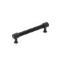 Signature Hardware Lazzara 5-1/16 Inch Center to Center Black Leather Bar Cabinet Pull Matte Black