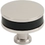 Signature Hardware Lazzara 1-1/2 Inch Black Leather Mushroom Cabinet Knob Satin Nickel