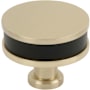 Signature Hardware Lazzara 1-1/2 Inch Black Leather Mushroom Cabinet Knob Golden Champagne