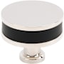 Signature Hardware Lazzara 1-1/2 Inch Black Leather Mushroom Cabinet Knob Polished Nickel