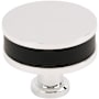 Signature Hardware Lazzara 1-1/2 Inch Black Leather Mushroom Cabinet Knob Polished Chrome