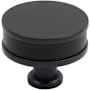 Signature Hardware Lazzara 1-1/2 Inch Black Leather Mushroom Cabinet Knob Matte Black