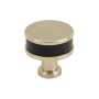 Signature Hardware Lazzara 1-1/4 Inch Black Leather Mushroom Cabinet Knob Golden Champagne