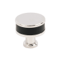 Signature Hardware Lazzara 1-1/4 Inch Black Leather Mushroom Cabinet Knob Polished Nickel