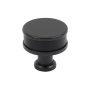 Signature Hardware Lazzara 1-1/4 Inch Black Leather Mushroom Cabinet Knob Matte Black