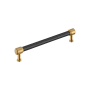 Signature Hardware Lazzara 7-9/16 Inch Center to Center Hammered Bar Cabinet Pull Matte Black / Champagne Bronze
