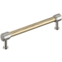 Signature Hardware Lazzara 6-5/16 Inch Center to Center Hammered Bar Cabinet Pull Golden Champagne / Satin Nickel