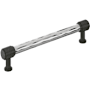Signature Hardware Lazzara 6-5/16 Inch Center to Center Hammered Bar Cabinet Pull Polished Chrome / Matte Black