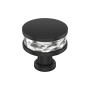 Signature Hardware Lazzara 1-1/4 Inch Hammered Mushroom Cabinet Knob Polished Chrome / Matte Black