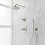 Signature Hardware Sefina Pressure Balanced Shower System with Rainfall Shower Head, Hand Shower, Hose, Valve Trim and Diverter - Accufit Rough-In Valve Included Brushed Nickel