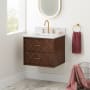 Signature Hardware Patzi 24" Wall Mounted Single Basin Vanity Set with Cabinet and Vanity Top Chocolate Bark Brown / Carrara Marble