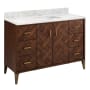 Signature Hardware Patzi 48" Free Standing Single Basin Vanity Set with Cabinet and Vanity Top - 1 Faucet Center Chocolate Bark Brown / Carrara Marble