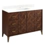 Signature Hardware Patzi 48" Free Standing Single Basin Vanity Set with Cabinet and Vanity Top - 1 Faucet Center Chocolate Bark Brown / Feathered White