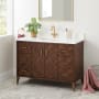 Signature Hardware Patzi 48" Free Standing Single Basin Vanity Set with Cabinet and Vanity Top - 1 Faucet Center Chocolate Bark Brown / Arctic White