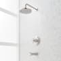 Signature Hardware Elita Pressure Balanced Tub and Shower Package with Rainfall Shower Head, Cross Handle, and Tub Spout - Accufit Rough-In Valve Included Brushed Nickel