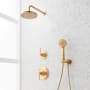 Signature Hardware Elita Pressure Balanced Shower System with Rainfall Shower Head, Lever Handles, Hand Shower, Hose, Valve Trim and Diverter - Accufit Rough-In Valve Included Brushed Gold