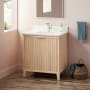 Signature Hardware Bayliss 30" Single Vanity Cabinet Set with Mindi Cabinet, Vanity Top and Rectangular Undermount Sink - Single Faucet Hole Stoneware White / Arctic White