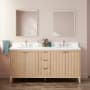 Signature Hardware Bayliss 72" Double Vanity Cabinet Set with Mindi Cabinet, Vanity Top and Oval Undermount Sinks - 8" Faucet Holes Stoneware White / Arctic White