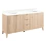 Signature Hardware Bayliss 72" Double Vanity Cabinet Set with Mindi Cabinet, Vanity Top and Oval Undermount Sinks - 8" Faucet Holes Stoneware White / Feathered White