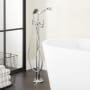 Signature Hardware Pendleton Floor Mounted Tub Filler Faucet - Includes Hand Shower and Valve with Stops Chrome