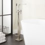 Signature Hardware Hibiscus Floor Mounted Tub Filler Faucet - Includes Hand Shower and Valve without Stops Brushed Nickel