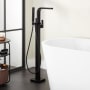 Signature Hardware Hibiscus Floor Mounted Tub Filler Faucet - Includes Hand Shower and Valve without Stops Matte Black
