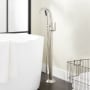 Signature Hardware Provincetown Floor Mounted Tub Filler Faucet - Includes Hand Shower and Valve without Stops Brushed Nickel