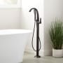 Signature Hardware Provincetown Floor Mounted Tub Filler Faucet - Includes Hand Shower and Valve without Stops Matte Black