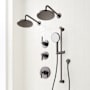 Signature Hardware Greyfield Thermostatic Shower System with Dual Rainfall Shower Heads, Hand Shower, Slide Bar, Shower Arm, Hose, and Valve Trim - Rough-In Valve Included Gunmetal