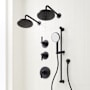 Signature Hardware Greyfield Thermostatic Shower System with Dual Rainfall Shower Heads, Hand Shower, Slide Bar, Shower Arm, Hose, and Valve Trim - Rough-In Valve Included Matte Black