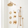 Signature Hardware Greyfield Thermostatic Shower System with Rainfall Shower Head, Hand Shower, Slide Bar, Shower Arm, Hose, and Valve Trim - Rough-In Valve Included Brushed Gold