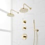 Signature Hardware Lexia Thermostatic Shower System with Dual Rainfall Shower Heads, Hand Shower, Shower Arm, Hose, and Valve Trim - Rough-In Valve Included Polished Brass