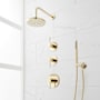 Signature Hardware Lexia Thermostatic Shower System with Rainfall Shower Head, Hand Shower, Shower Arm, Hose, and Valve Trim - Rough-In Valve Included Polished Brass