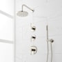 Signature Hardware Lexia Thermostatic Shower System with Rainfall Shower Head, Hand Shower, Shower Arm, Hose, and Valve Trim - Rough-In Valve Included Polished Nickel