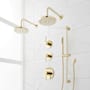 Signature Hardware Lexia Thermostatic Shower System with Dual Rainfall Shower Heads, Hand Shower, Slide Bar, Shower Arm, Hose, and Valve Trim - Rough-In Valve Included Polished Brass