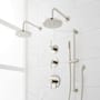 Signature Hardware Lexia Thermostatic Shower System with Dual Rainfall Shower Heads, Hand Shower, Slide Bar, Shower Arm, Hose, and Valve Trim - Rough-In Valve Included Polished Nickel
