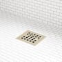 Signature Hardware Menlo Square Shower Drain with Flange Polished Brass